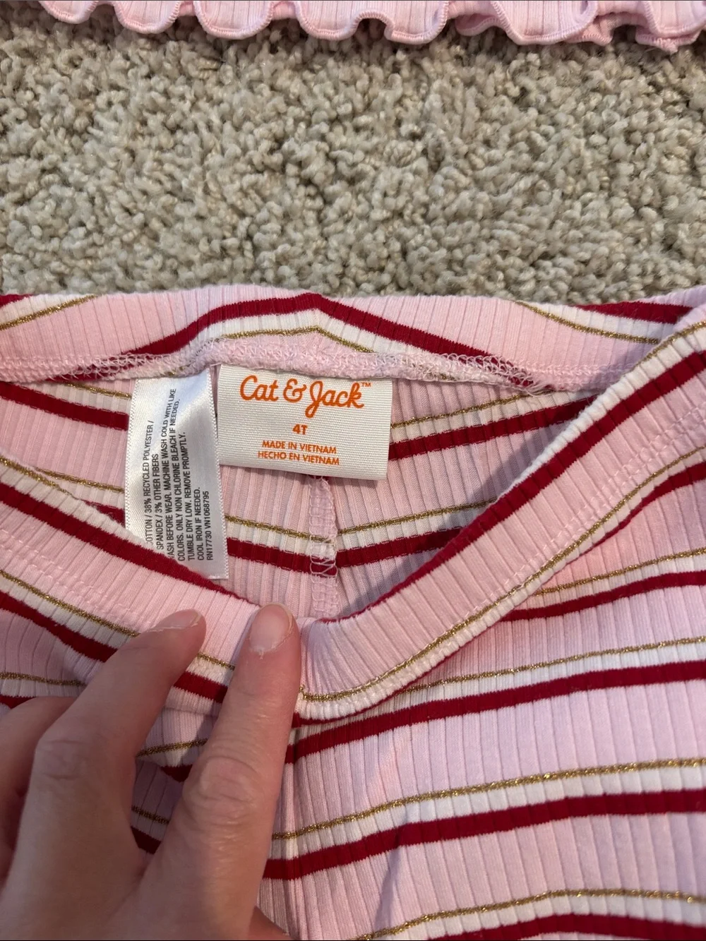 Cat & Jack Pink and Burgundy Striped Girls' Pajama Set